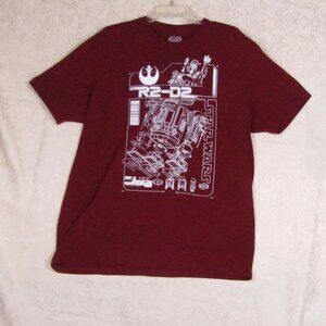 Star wars mens t-shirt size XL short sleeves color Red burgundy nwot